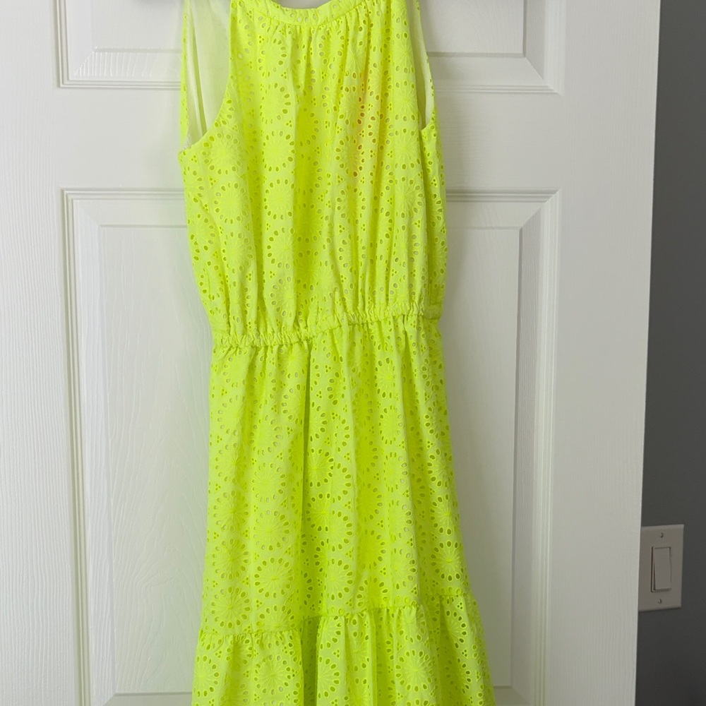 Neon Yellow Eyelet Summer Dress